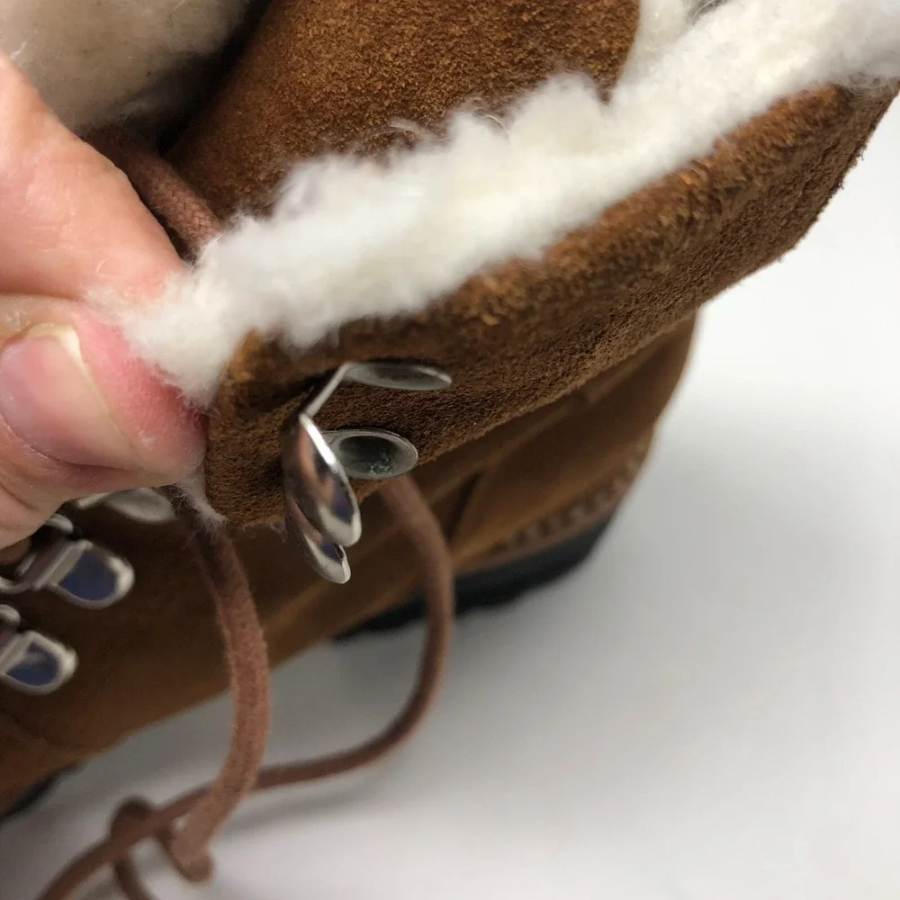 Sol Sana Harlan Suede Boot Womens 37 6 Beige Faux Fur Lined Cottagecore Winter